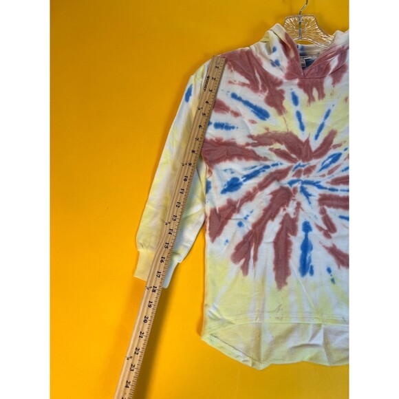 Love Fire Hi Lo Tie Dye Hooded Pullover Sweatshirt Youth Girls XS Multicolor NWT - Picture 4 of 5